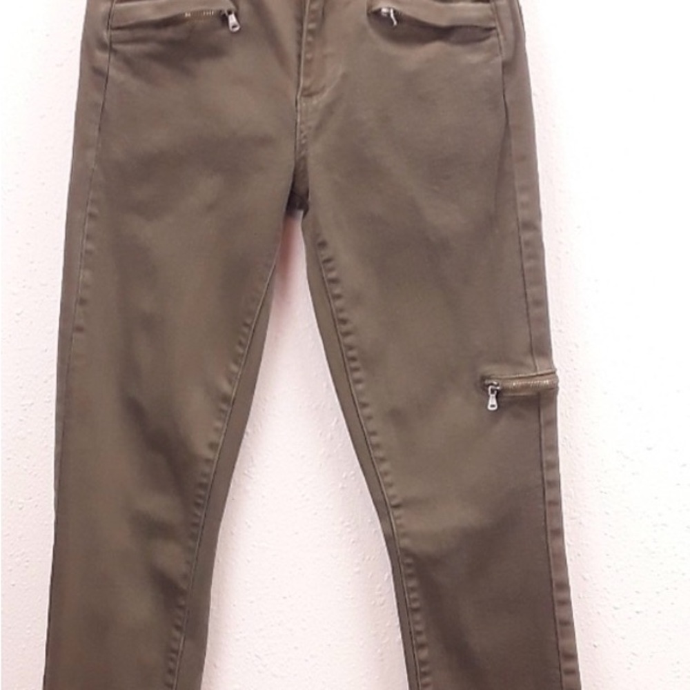PAIGE Olive Skinny Zip Pocket Pants